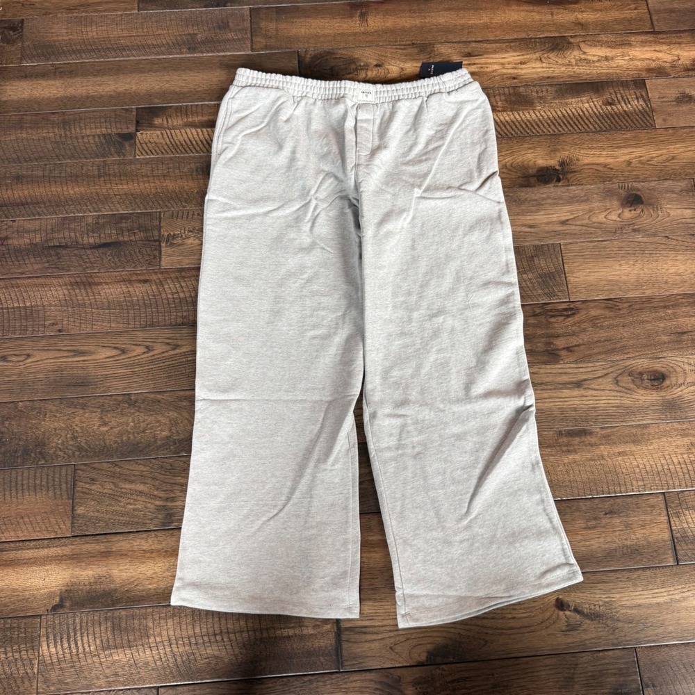 Parke Wide Leg Sweatpants Heather Grey French Terry Relaxed Fit Womens 1X NWT